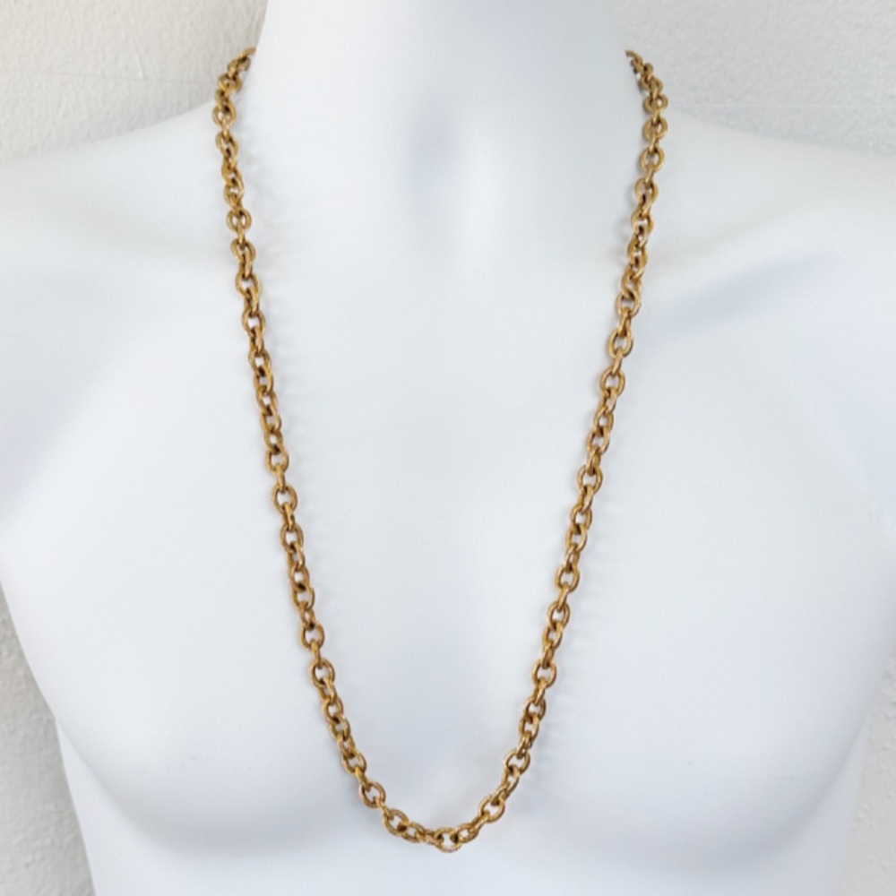 Vintage gold tone oversized metallic chain necklace